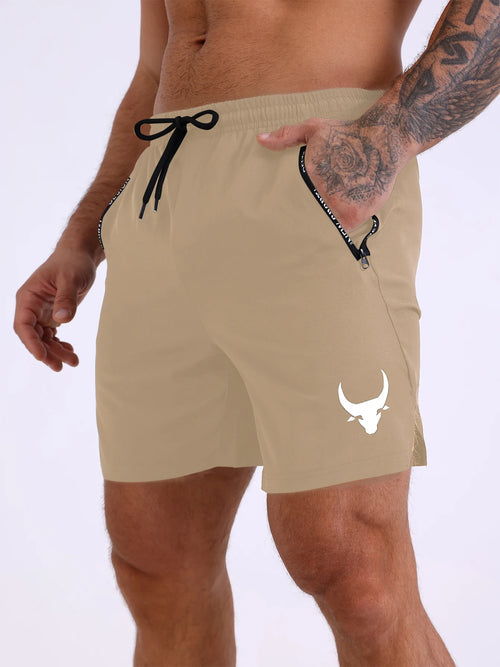 Men's sports shorts with cow head print training shorts
