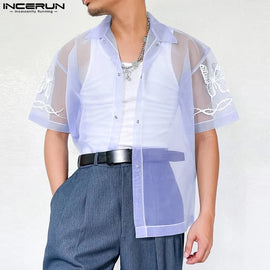 INCERUN 2026 Men’s Mesh Shirt – See-Through Summer Top