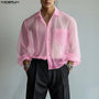 Men’s See-Through Chiffon Shirt – Loose Streetwear Top